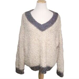 Prima Nordstrom Tinsel Trim Beige Pullover Sweater Holidays/New Years/Party XXL